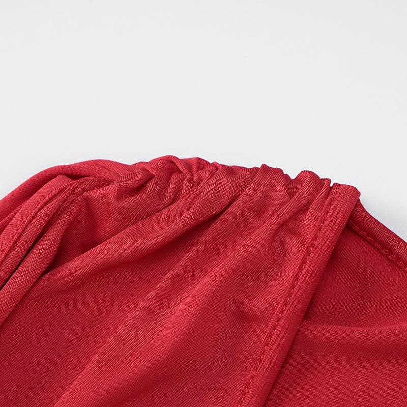 Deep V neck ruched solid mini dress  | red tango dress