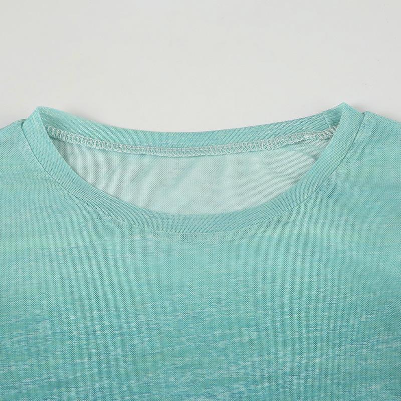Long sleeve crewneck contrast mesh top