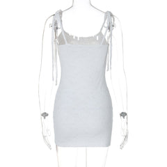 U neck knotted lace cami mini dress