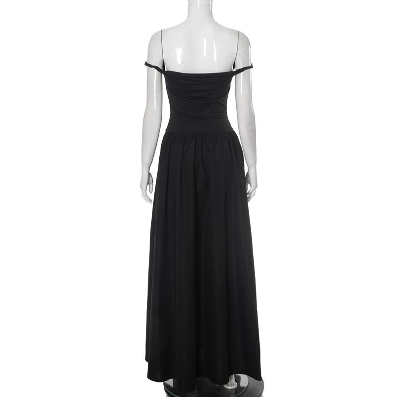 Off shoulder solid backless maxi dress