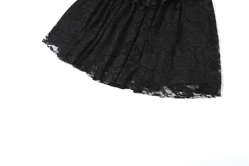 Sweetheart neck metal tag lace ruffle cami mini dress