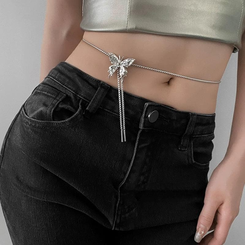 Butterfly pendant adjustable chain 3-way necklace