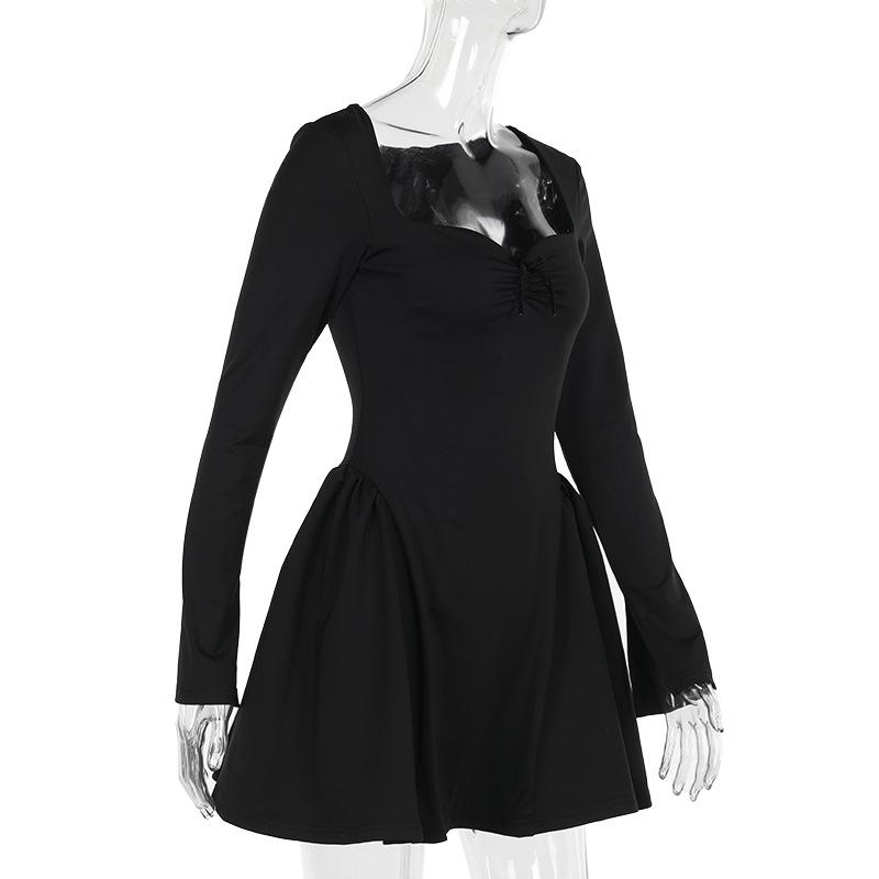 Long sleeve sweetheart neck bowknot mini dress  | red tango dress