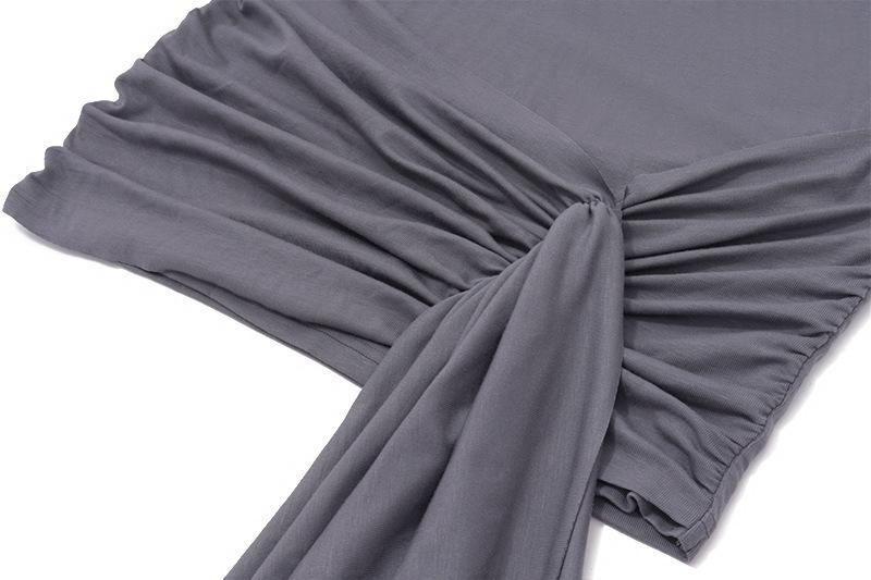 Turnover collar long sleeve button ruched mini dress