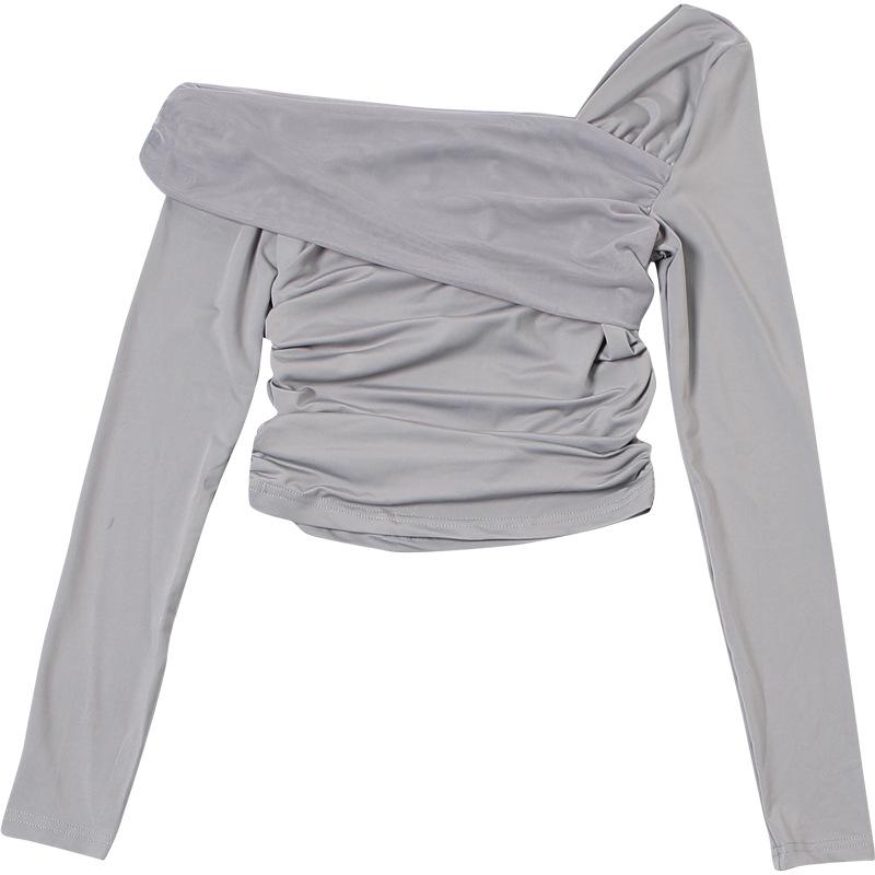 Off shoulder long sleeve ruched top