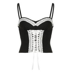 Lace up sweetheart neck cami top