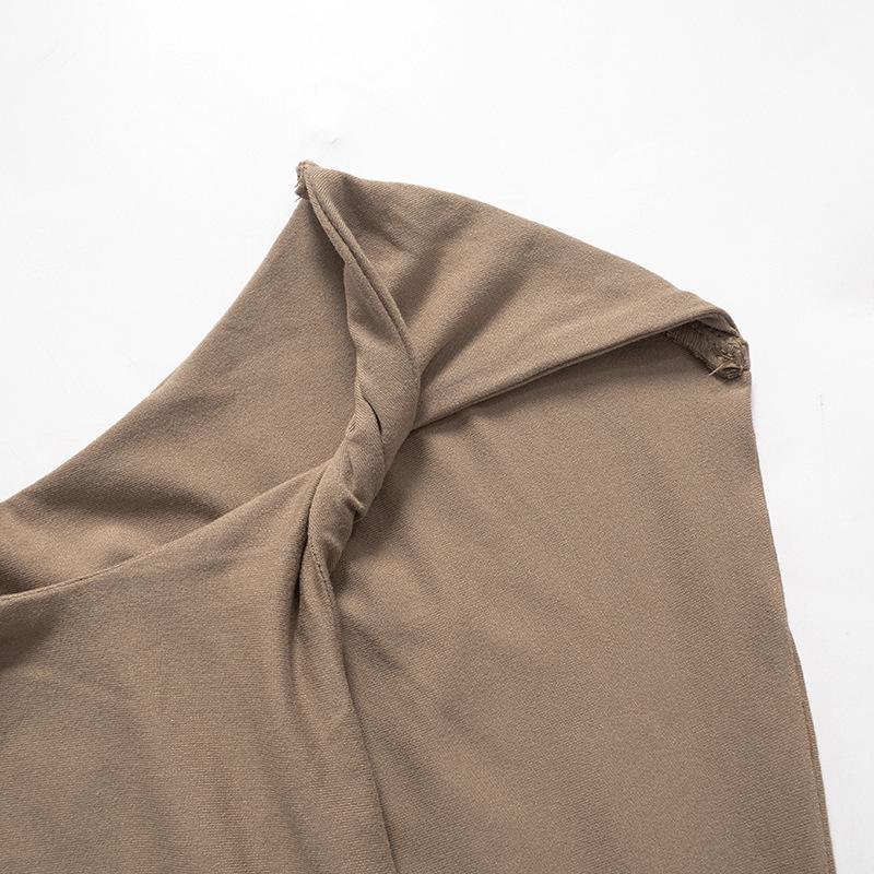 Short sleeve irregular ruched solid top
