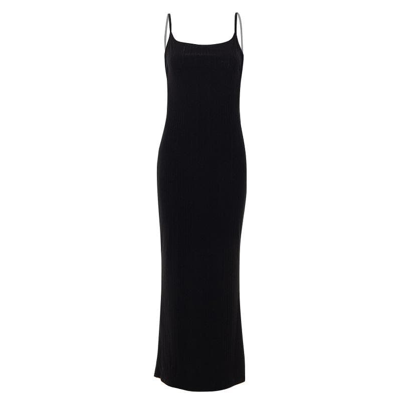 Backless self tie ribbed square neck solid cami maxi dress  | red tango dress