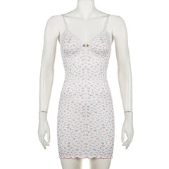 Textured print flower applique ruffle cami mini dress