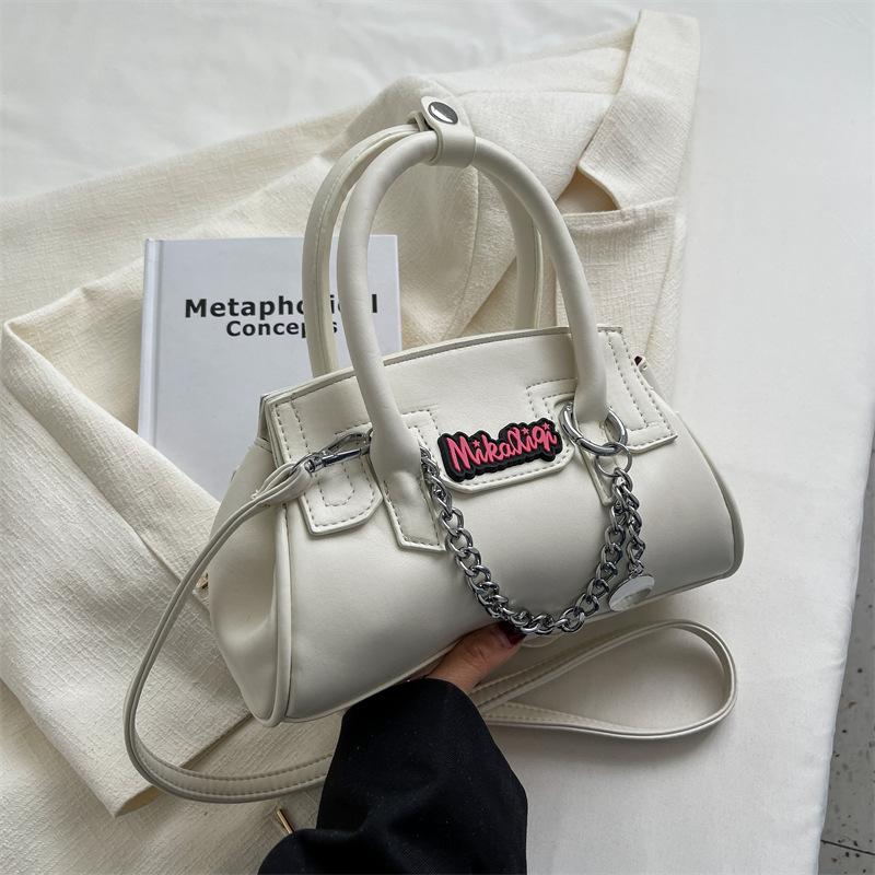 Contrast PU metal chain crossbody purses