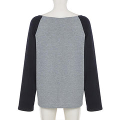 long sleeve "NEW YORK" print contrast top