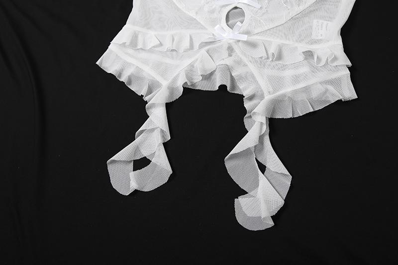 Bowknot ruffle mesh solid cami top