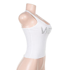 U neck beaded solid tank top