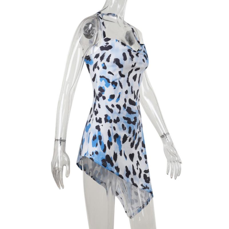 Leopard print halter mini dress