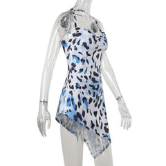 Leopard print halter mini dress