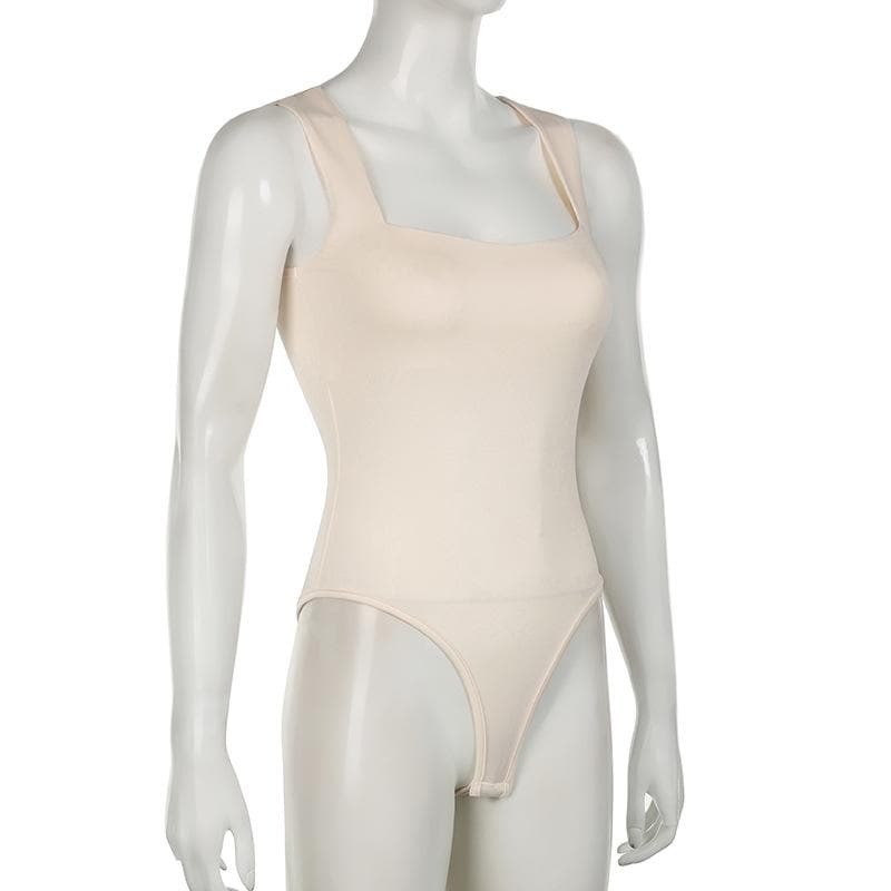 Square neck solid sleeveless tank bodysuit