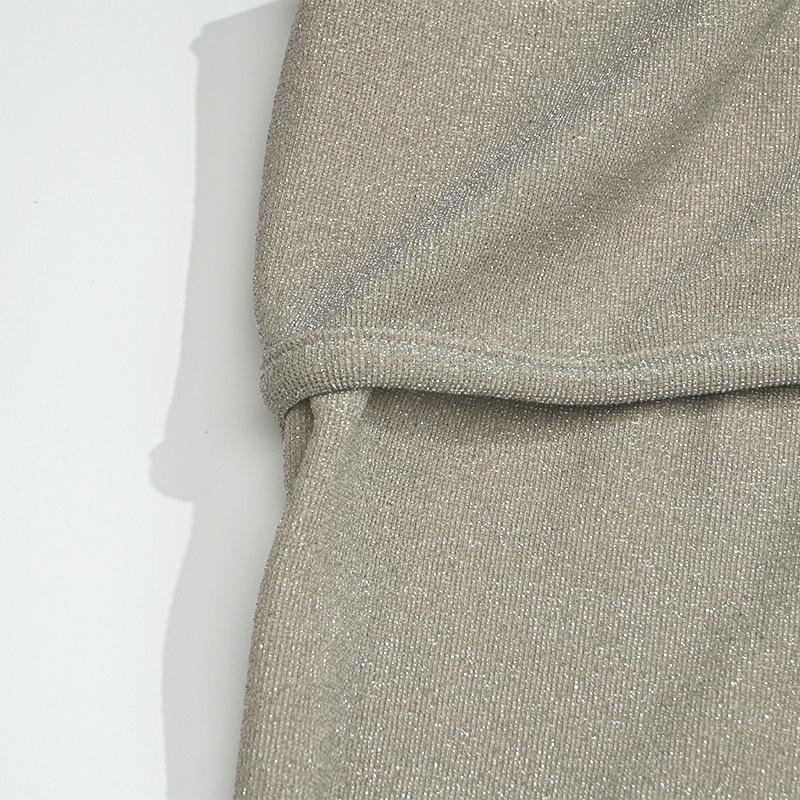 Glitter square neck tassels cami maxi dress