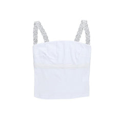 Lace hem backless solid cami top