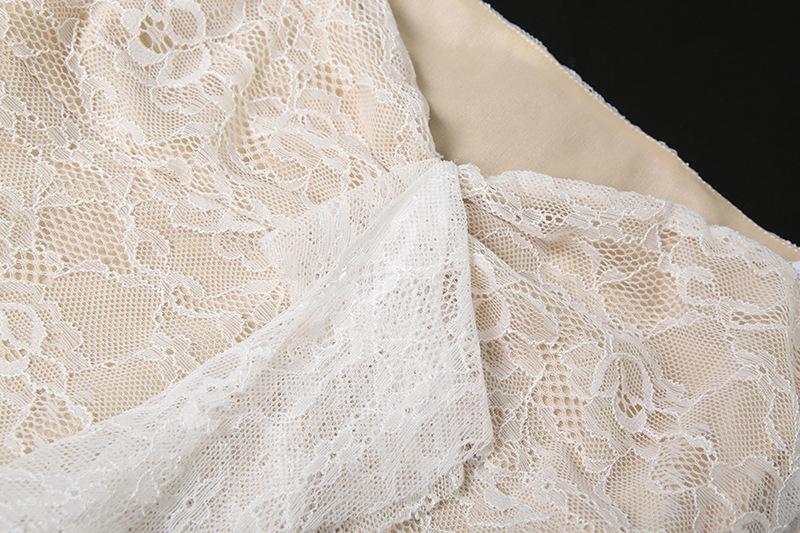 Long flared sleeve lace ruffle mini dress