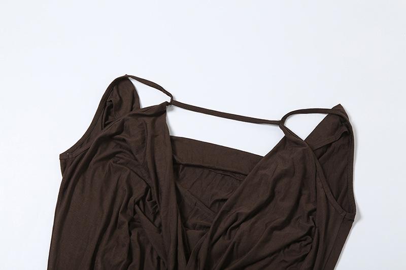 Cowl neck belt backless cami mini dress