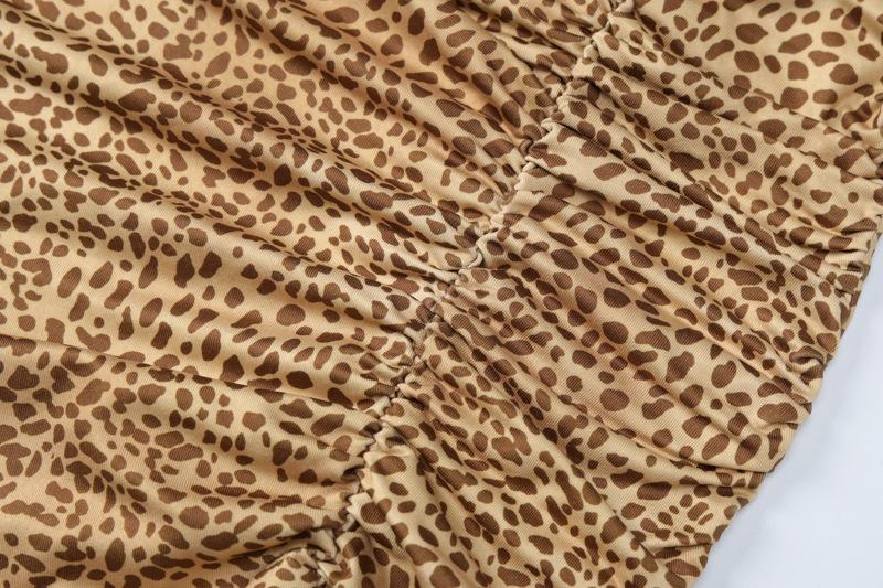 Halter cowl neck print high slit ruched maxi dress