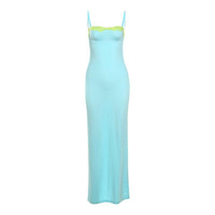 Lace hem backless cami maxi dress