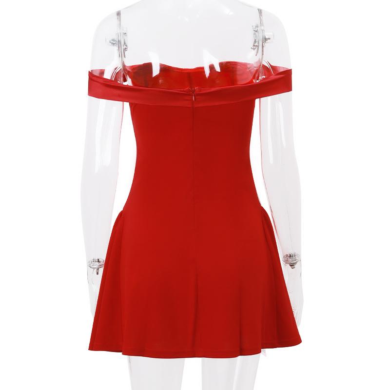 Off shoulder off shoulder zip-up mini dress  | red tango dress