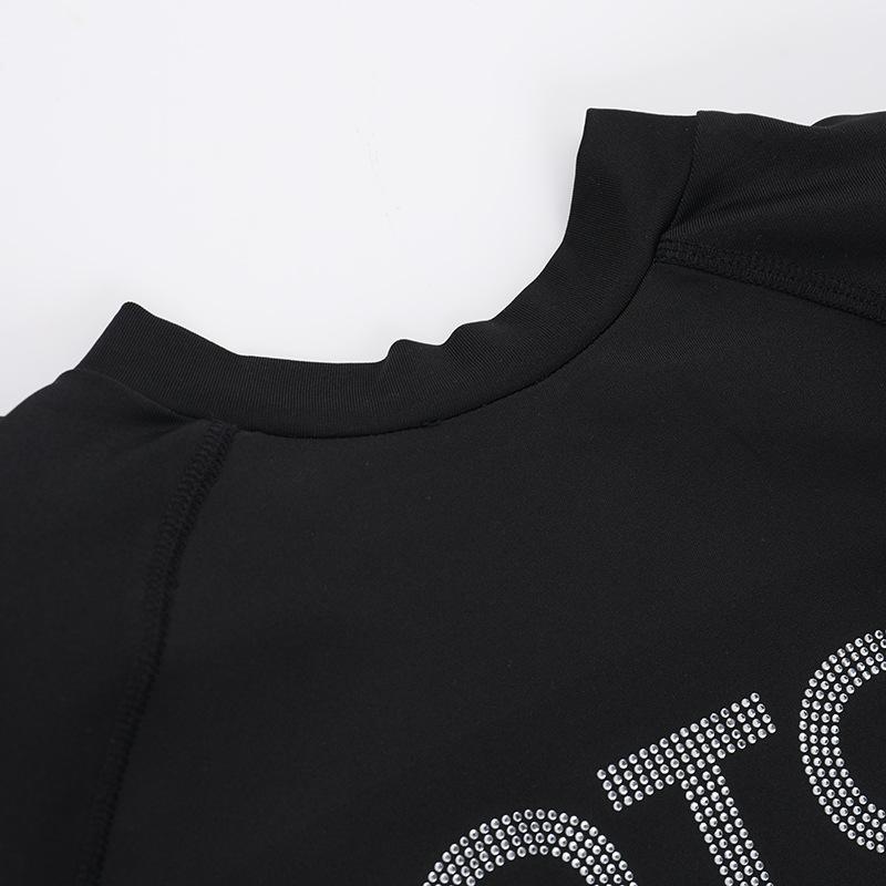 Crewneck long sleeve padded beaded bodysuit