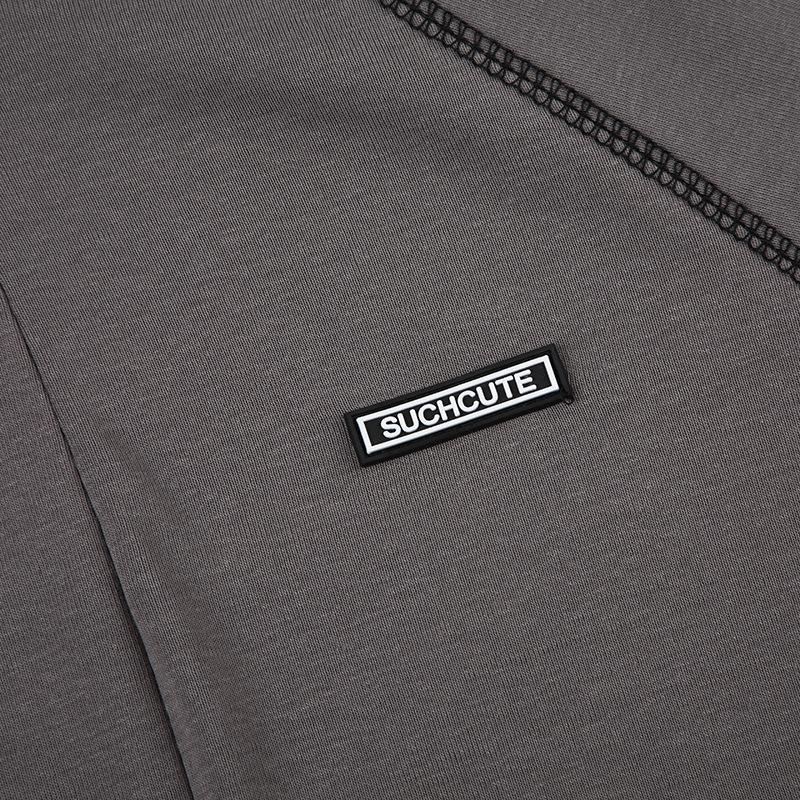 High neck long sleeve tag zip-up top