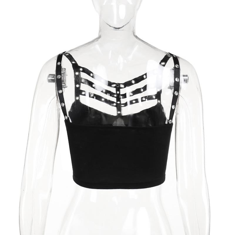 Hollow out backless solid sleeveless crop top