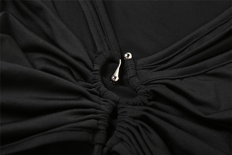 Long sleeve o ring hollow out bodysuit