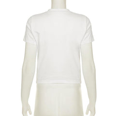 Short sleeve crewneck lips print top
