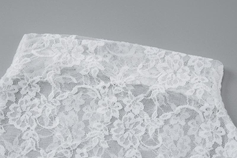 Long sleeve high neck lace see through ruched top