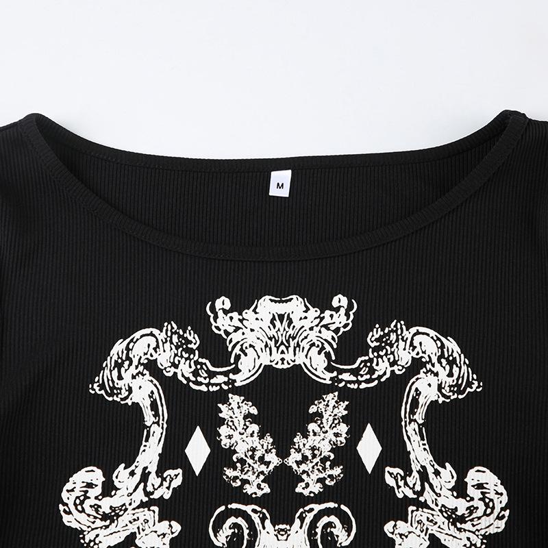 Long sleeve crewneck abstract top