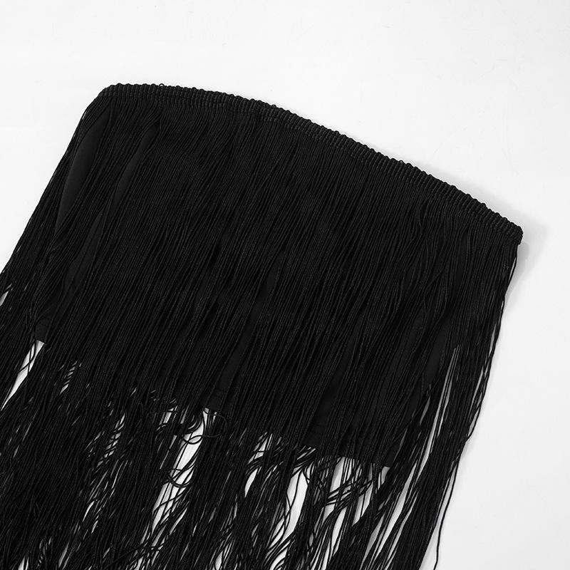 Tassels solid backless tube top