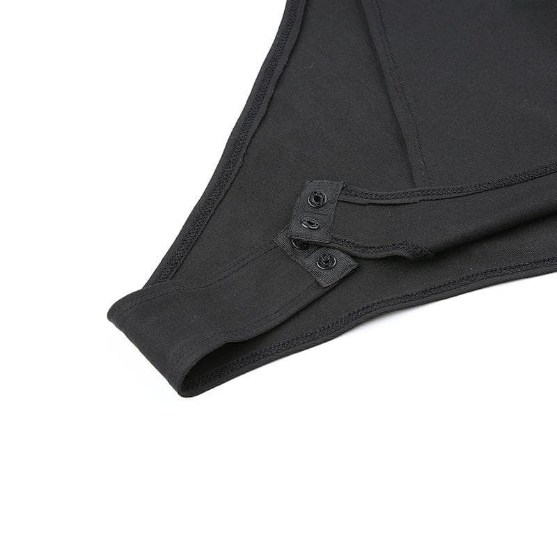 Zip-up "ROCK" pattern high neck long sleeve bodysuit
