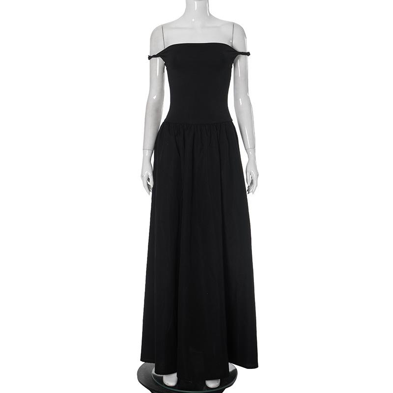 Off shoulder solid backless maxi dress
