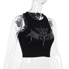 Sleeveless crewneck beaded tank crop top
