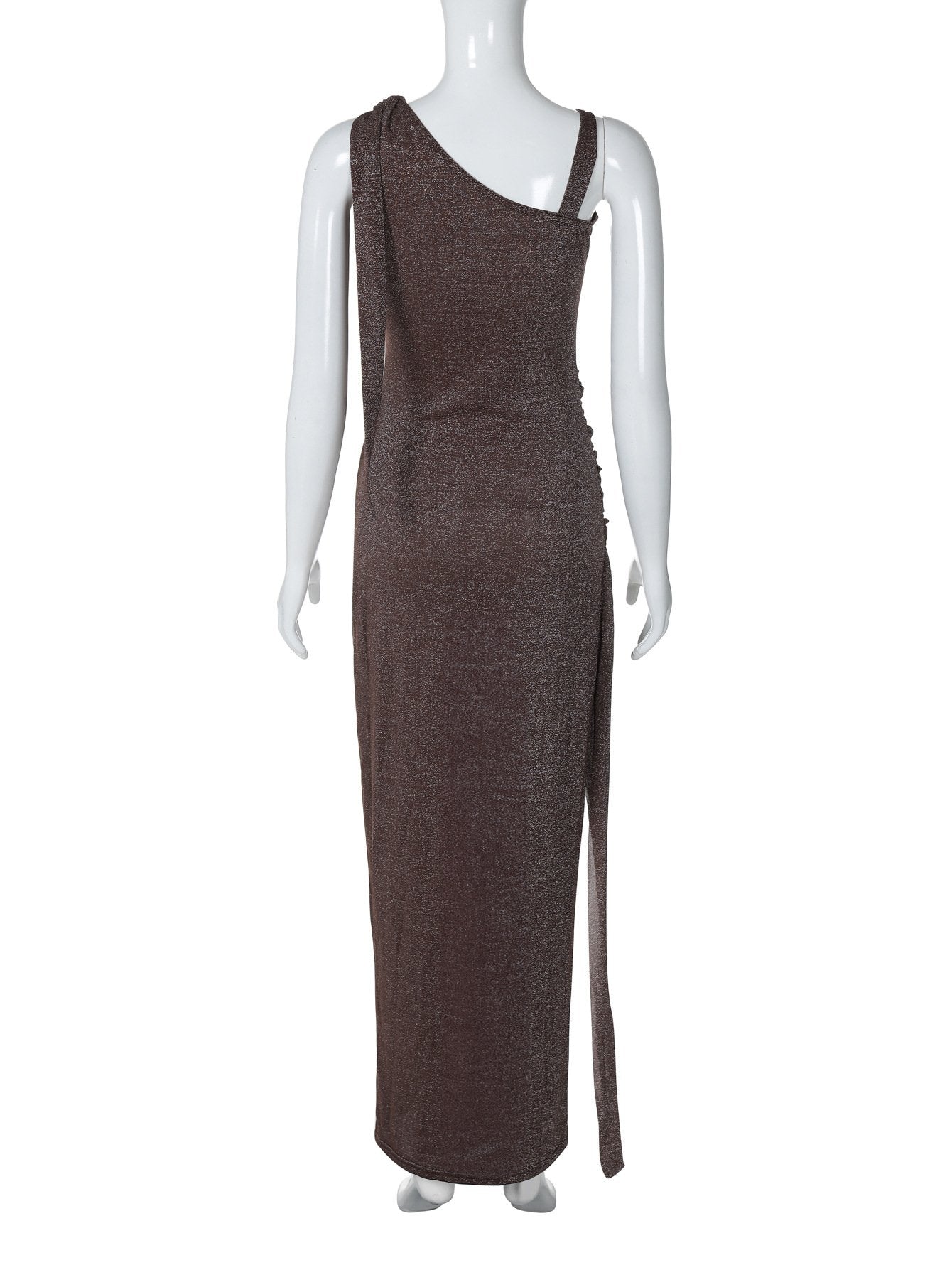 Glitter one shoulder slit cami maxi dress