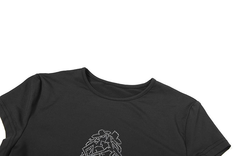 Short sleeve crewneck beaded top