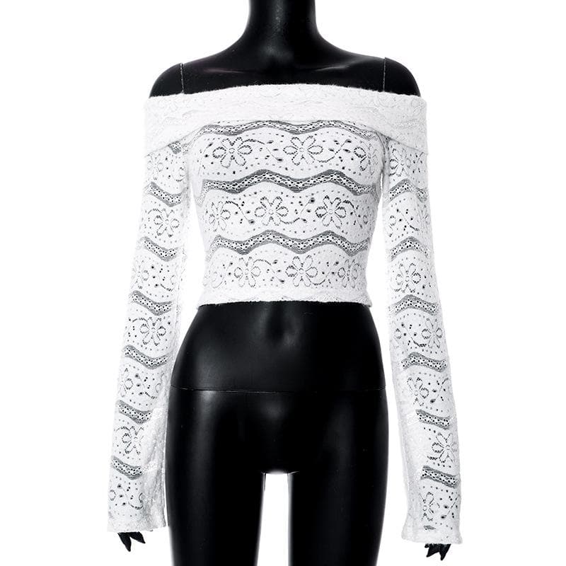 Textured solid long sleeve off shoulder backless crop top