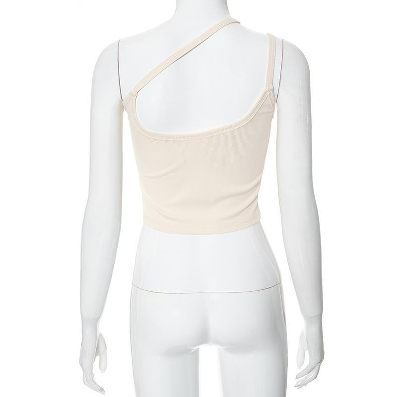 One shoulder ribbed irregular backless top