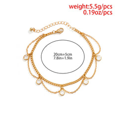 Layered stone pendant anklet