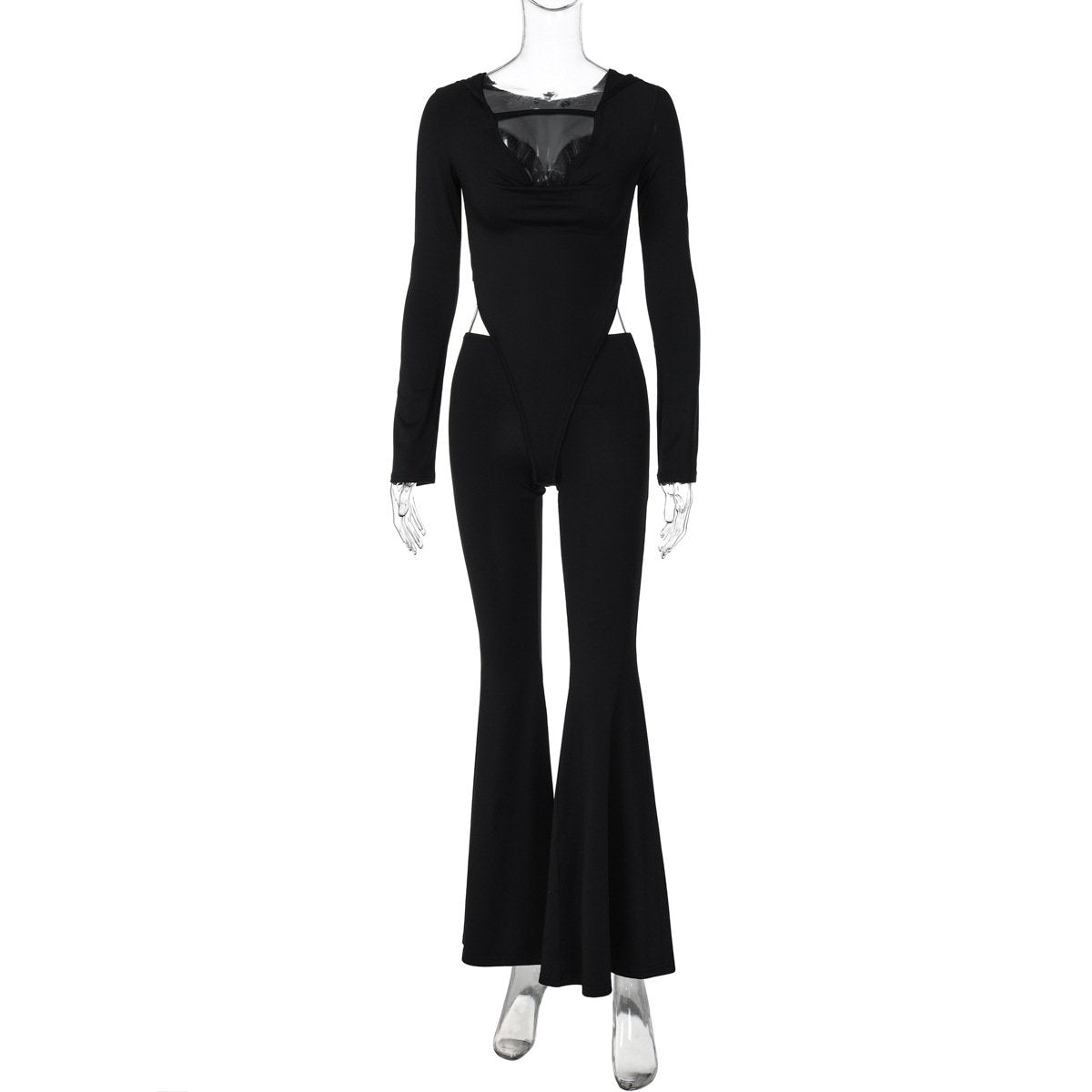 Long sleeve hoodie bodysuit pant set