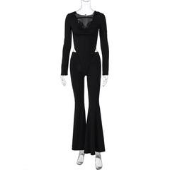 Long sleeve hoodie bodysuit pant set