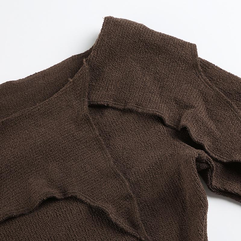 Long flared sleeve off shoulder knitted top