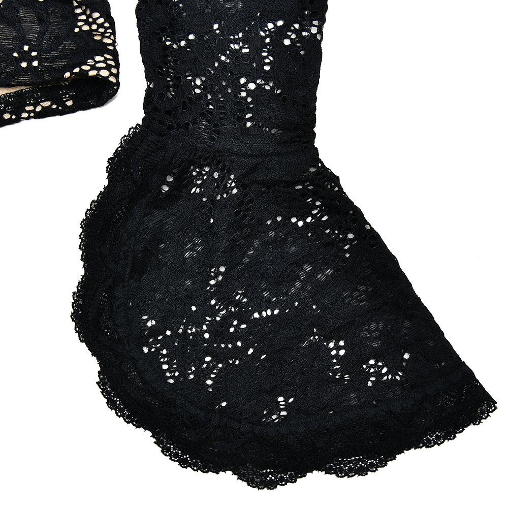 High neck long sleeve hollow out lace bodysuit