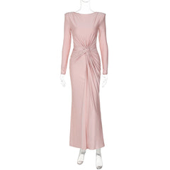 Long sleeve padded ruched maxi dress  | red tango dress