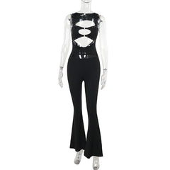 Sleeveless hollow out o ring jumpsuit