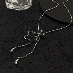 Rhinestone cross pendant adjustable necklace